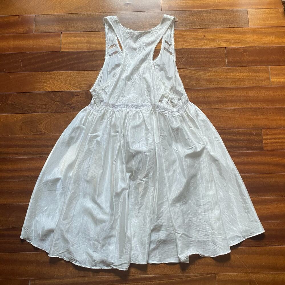 Intimately Free People Size Large White Slip Dress Tank Style Lace Panel Cottage - Picture 4 of 9